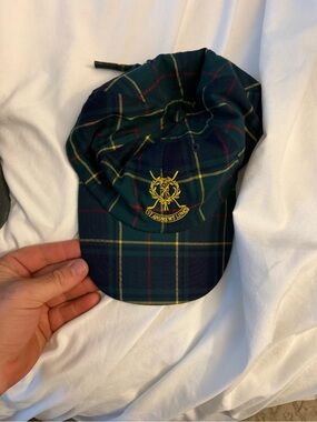 St. Andrews Green Plaid Baseball Cap with Embroidered Crest